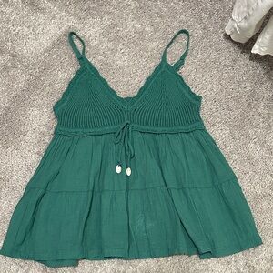 Hollister Green Crochet Babydoll Tank Top | Size S